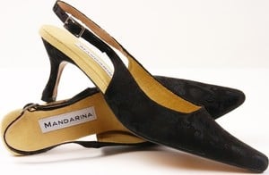 black satin brocade evening shoes