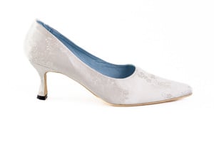 white satin wedding court shoe