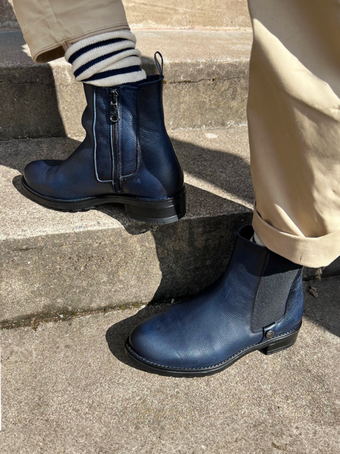 Navy orders leather chelsea boots