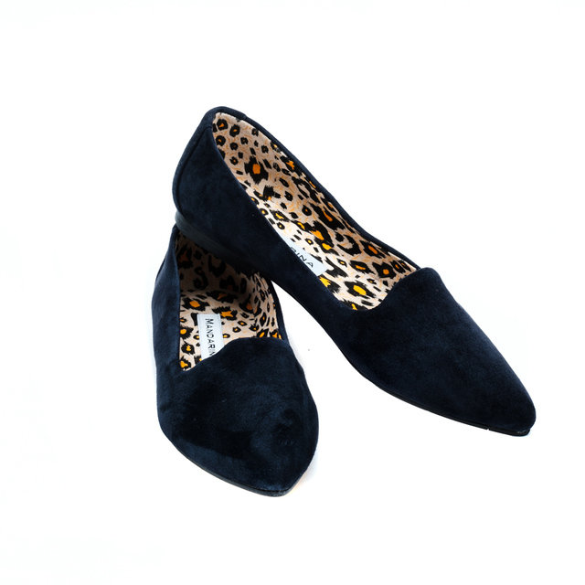 Navy Essential Suede Flat Shoes | New 
