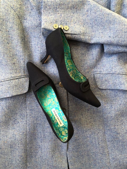 Handmade French Navy Buckle Court Shoes