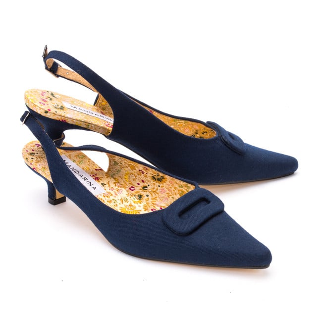 navy blue slingback heels