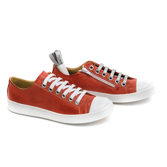 Red Leather Sneakers | Mandarina Shoes