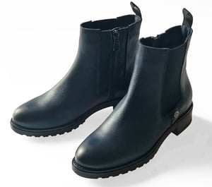 blue leather Chelsea boots