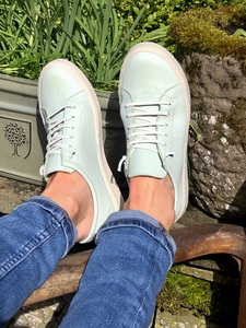 mint green leather sneakers
