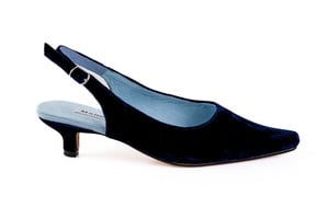 blue and black velvet shoes