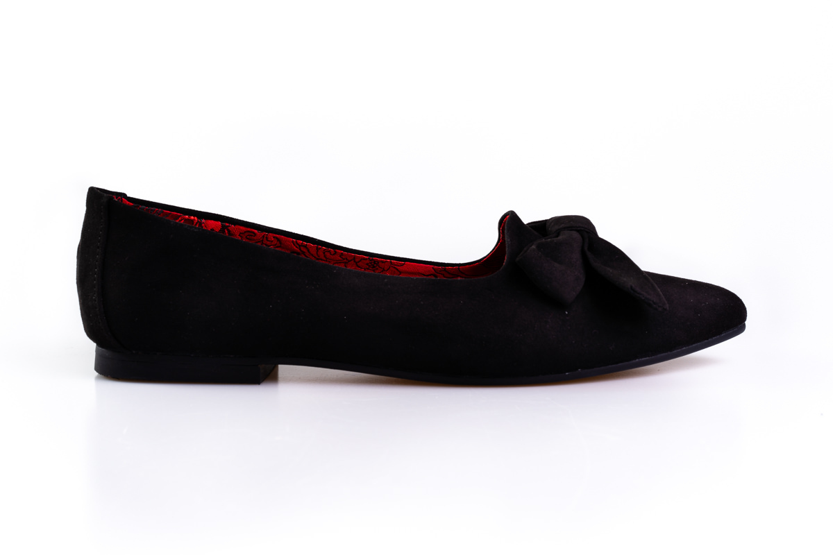Black Flat Suede Shoes with Bow | Mandarina Affordable Designer Shoes