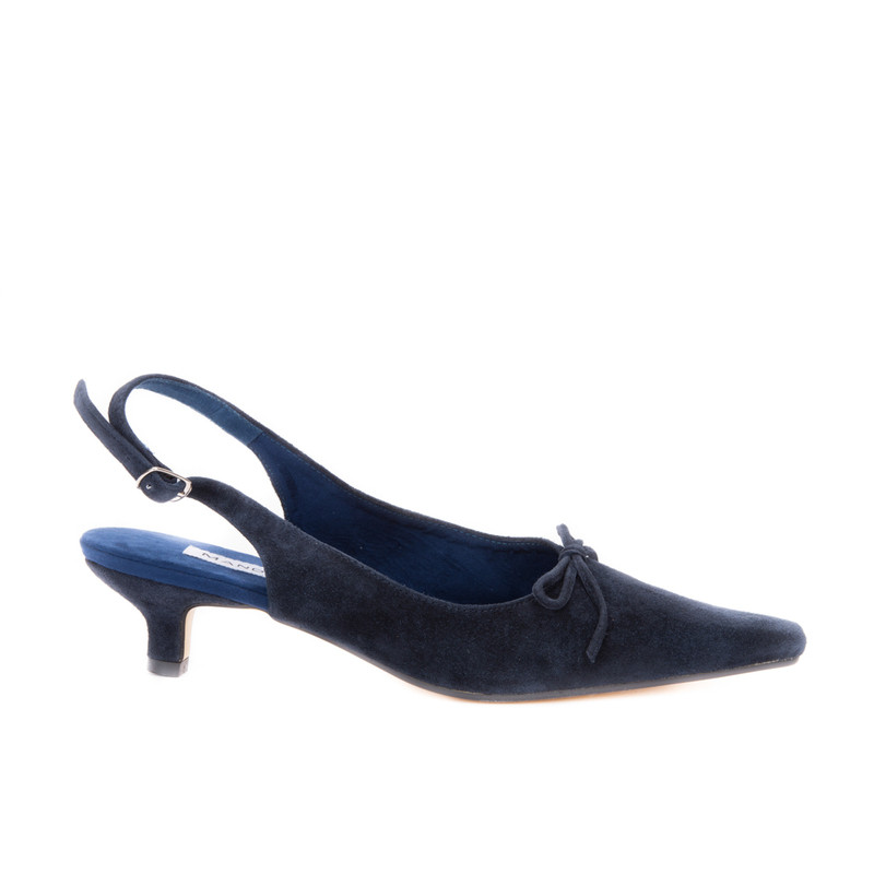 Navy Kitten Heel Shoes | Paris Slingbacks | Mandarina Shoes