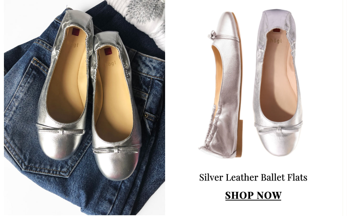 Silver Leather Ballet Flats 